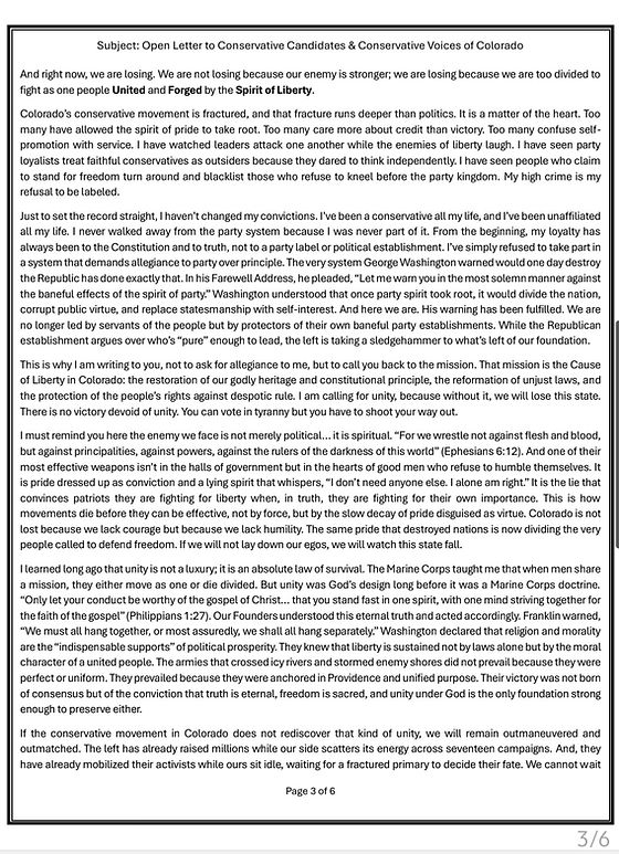 Open letter page 3 of 6